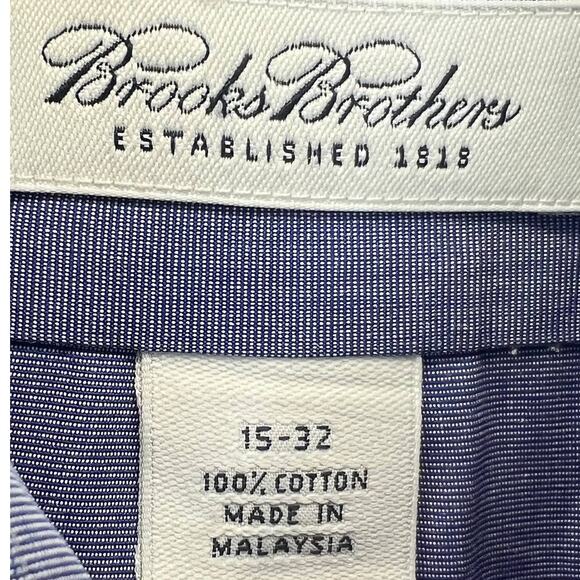 Brooks Brothers Mens Dress Shirt Blue Size 15 Sleeve 32 Button Up Cuff Sleeve - Picture 5 of 8